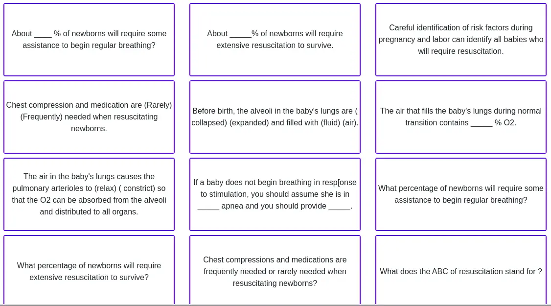 Neonatal Resuscitation Flashcards